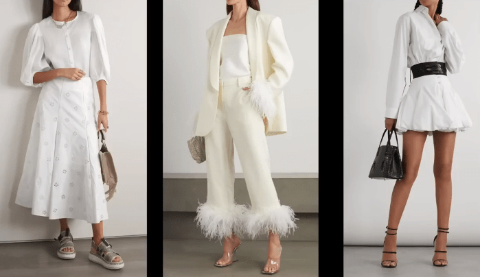 Топ 10 трендов платьев и юбок моды лета 2023. Белый цвет. (Скриншот / ganjing.com) Топ 10 трендов модного лета 2023