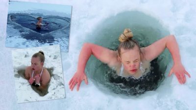 Женщина каждый день начинает с купания в проруби