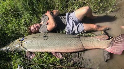 Техасец поймал рыбу-аллигатора длиной 2,28 метра