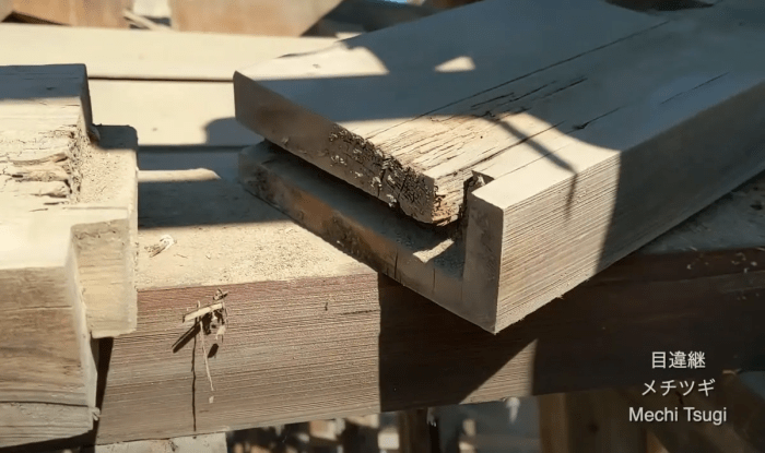 Пример японской столярной системы mechi tsugi. (Courtesy of Dylan Iwanuki) Высочайшее мастерство старых японских плотников