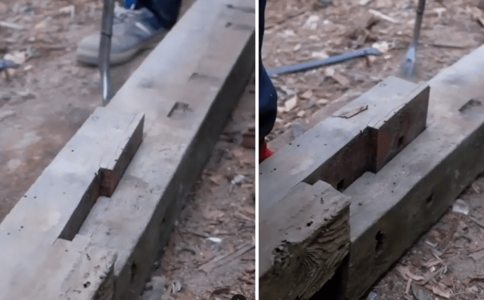 Столярное соединение okkake daisen tsugi в 95-летней коминке в Сайтаме. (Courtesy of Dylan Iwanuki) Высочайшее мастерство старых японских плотников