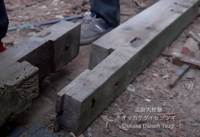 Соединение okkake daisen tsugi после разборки. (Courtesy of Dylan Iwanuki) Высочайшее мастерство старых японских плотников