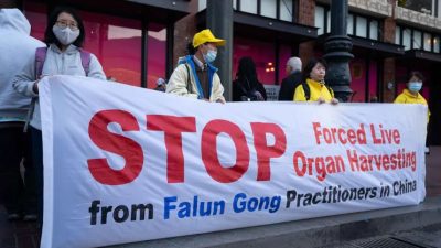 Протестующие в Сан-Франциско требуют от китайского лидера прекратить нарушения прав человека в Китае