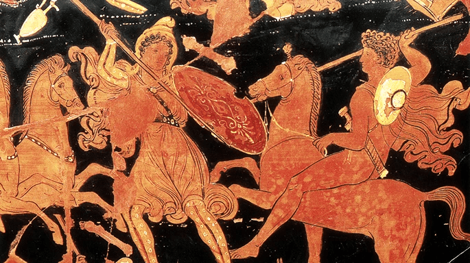 Амазонка сражается с греческим солдатом. (Science History Images/Alamy Stock Photo) Таинственные амазонки, доблестно сражавшиеся против Ахиллеса