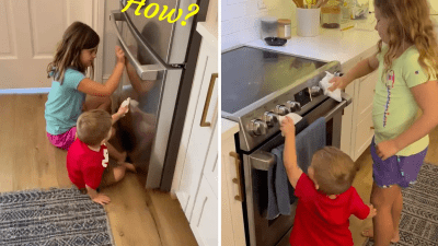 Родители придумали забавную игру, чтобы привлечь детей к уборке дома