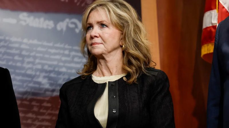 Сенатор Марша Блэкберн на пресс-конференции по безопасности границ в здании Капитолия США в Вашингтоне 27 сентября 2023 года. (Anna Moneymaker/Getty Images)
 | Epoch Times Россия