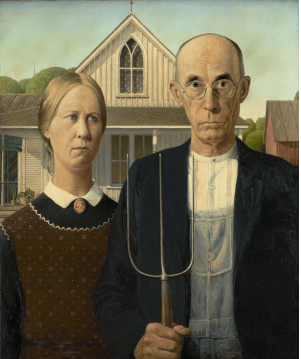 Грант Вуд, «Американская готика», 1930 год. (artsandculture.google.com)