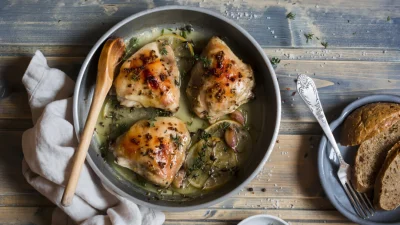 Сочные тушёные куриные бёдра по-итальянски