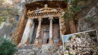 Высоко на скалах древние ликийцы  высекли необычайные храмовые гробницы