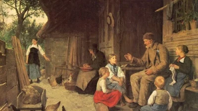 Картина  Альберта Анкера «Дедушка рассказывает историю»