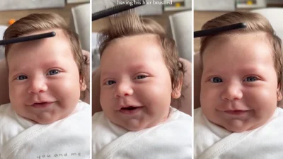 Малыш, который родился с густой шевелюрой