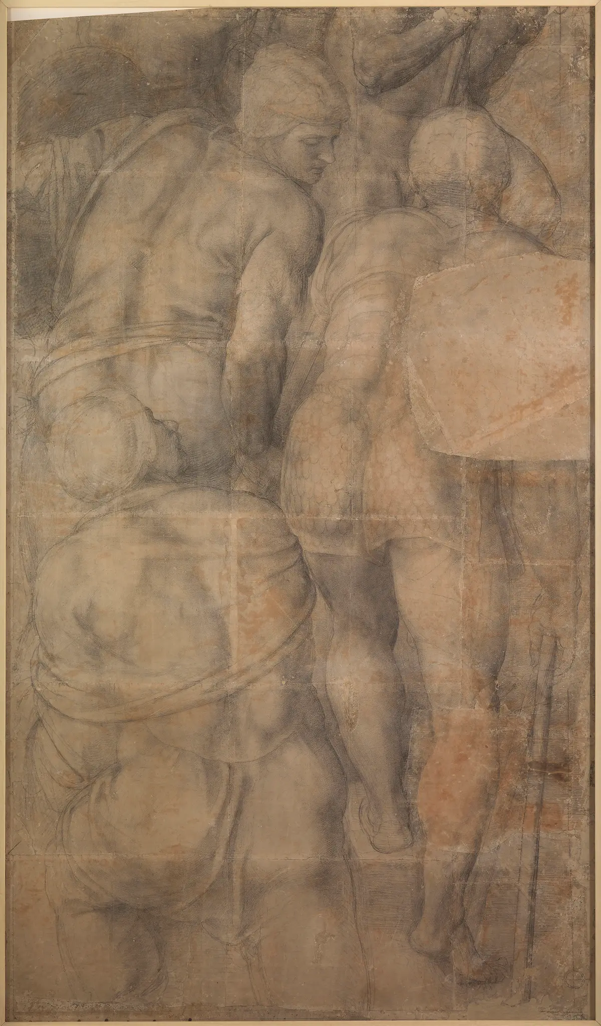 Микеланджело «Группа солдат», 1546–1550 гг. Уголь на бумаге, проколотой для переноса; 103,5 на 61,4 дюйма. (Courtesy of the Louvre)