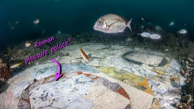 Подводные археологи реставрируют роскошный мраморный пол затонувшей римской виллы