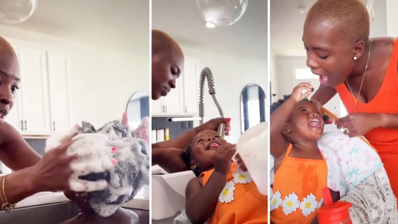 31-летняя мама Тионна Марш ухаживает за волосами своей дочери. (Courtesy of Tionna Marsh) | Epoch Times Россия