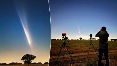 Астрофотограф сделал потрясающие снимки кометы Атлас с эффектным антихвостом