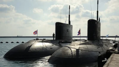 Российские подводные лодки на военно-морской базе в сирийском порту Тартус 26 сентября 2019 года. (Maxime Popov/AFP via Getty Images)