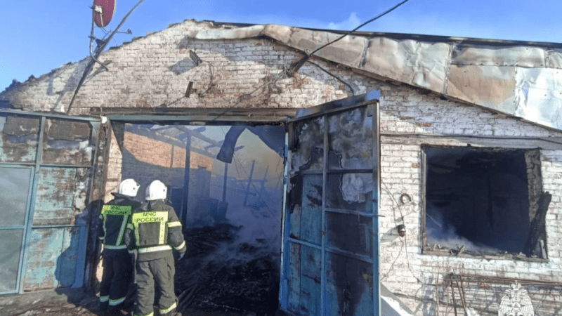 На Ставрополье во время пожара на ферме погиб человек, спасено 50 коров Сотрудники МЧС России по Ставропольскому краю локализовали пожар. (Скриншот/https://t.me/sk_gumchs) | Epoch Times Россия