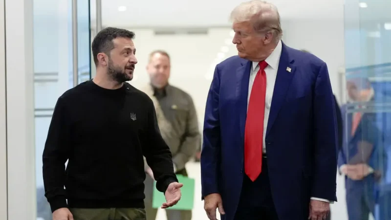 Дональд Трамп с Владимиром Зеленским в Нью-Йорке 27 сентября 2024 года. (Julia Demaree Nikhinson/AP) | Epoch Times Россия