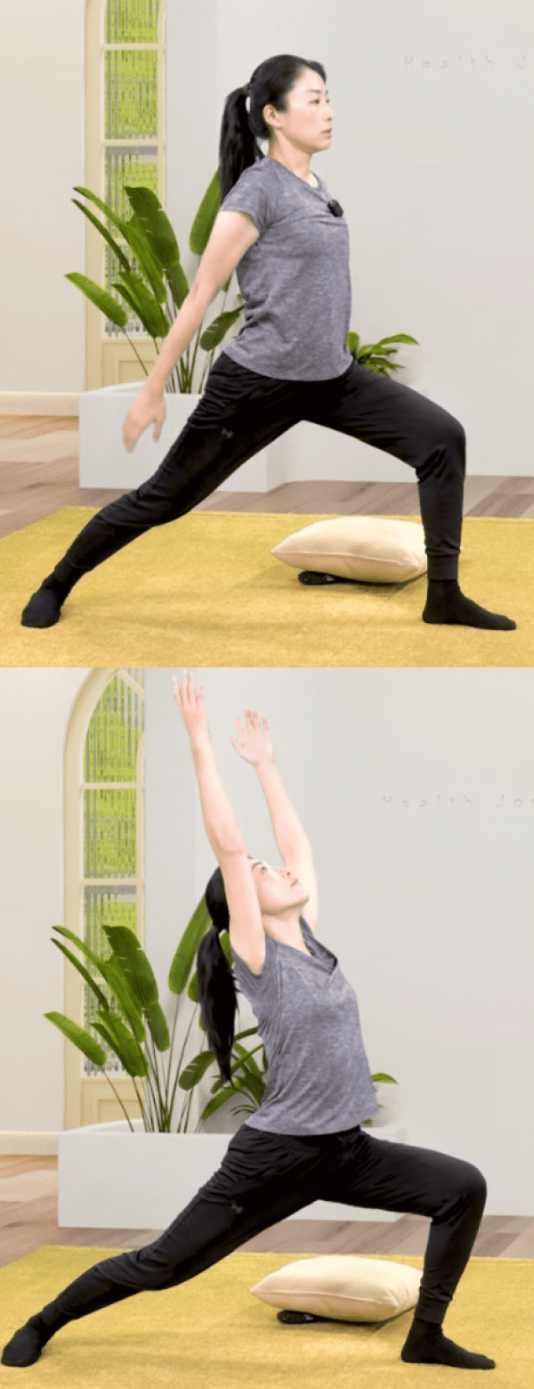 Растяжка подвздошно-поясничных мышц в положении стоя. (The Epoch Times)