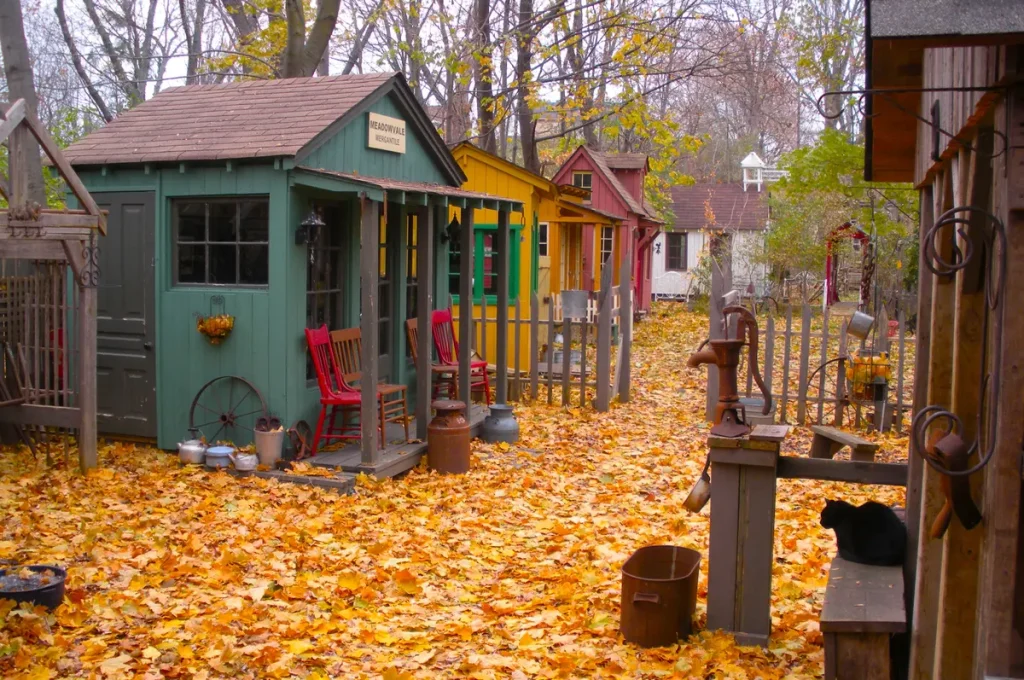 Вид на деревню осенью. (Courtesy of Terry Wilson) Мать и сын воссоздают старую деревню у себя на заднем дворе