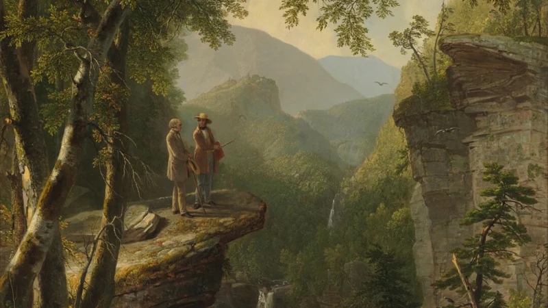 Деталь картины Эшера Брауна Дюрана «Родственные души», 1849 год, масло, холст. Музей американского искусства Crystal Bridges, Арканзас. Друзья Томас Коул и Уильям Каллен Брайант предаются воспоминаниям на фоне пейзажей долины реки Гудзон. (Public Domain) | Epoch Times Россия