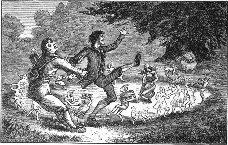 Вовлечённые в ведьмин круг, иллюстрация к книге T.H. Томаса, 1880 г.
