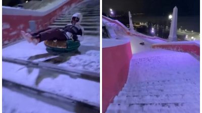 В Нижнем Новгороде подростки превратили символ победы в трассу для экстрима (видео)