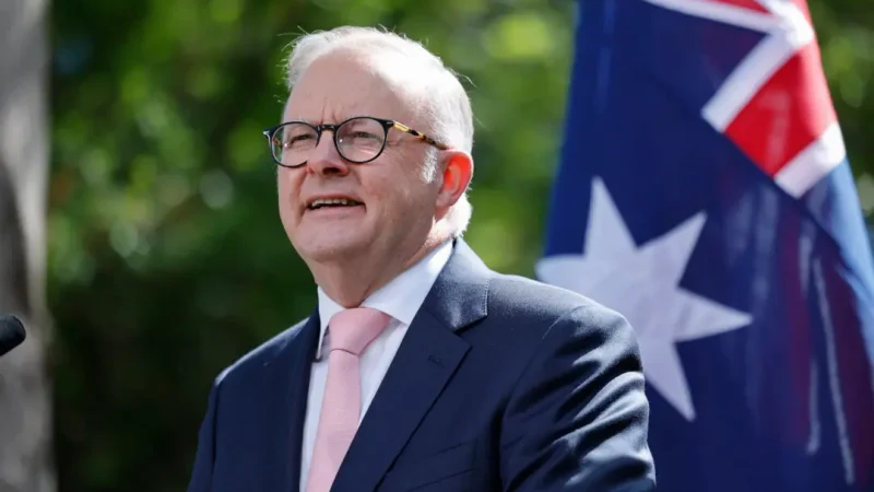 Премьер-министр Австралии Энтони Альбанезе на официальном мероприятии в Канберре.
