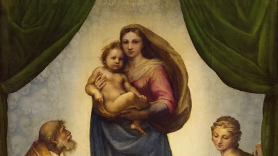 Сикстинская Мадонна, около 1512–1513 гг., Рафаэль. Холст, масло. Галерея старых мастеров, Дрезден