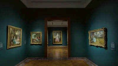 Вид экспозиции «Гейнсборо: Мода портретной живописи» в Коллекции Фрика в Нью-Йорке.