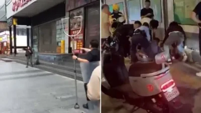 Кадры задержания подозреваемых в нападениях в Шэньчжэне