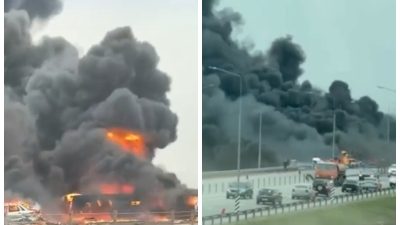 Пожар на трассе Ростов — Таганрог