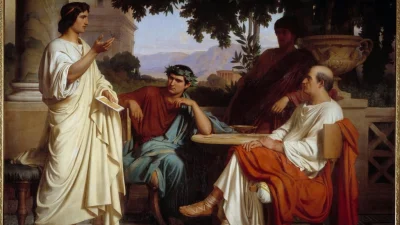 Картина «Гораций, Вергилий и Вариус в доме Мецената» Шарля Жалябера, XIX век.
