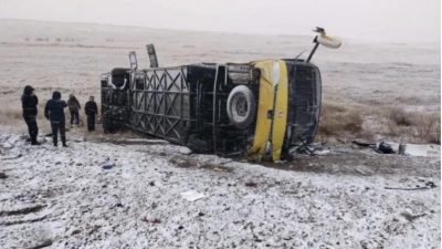 Место ДТП в Забайкальском крае: пассажирский автобус с туристами из Маньчжурии