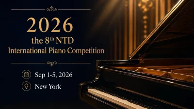 Афиша VIII Международного конкурса пианистов NTD 2026 в Нью-Йорке