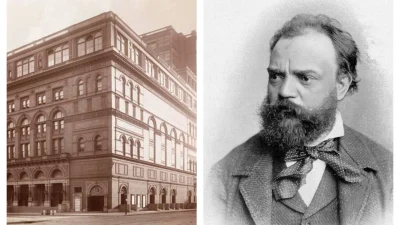 (Справа) Антонин Дворжак. (Слева) В 1893 году композитор впервые исполнил свою «Симфонию Нового Света»