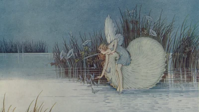 Фрагмент с иллюстрации «Фея-наутилус» из книги «Страна фей» (1926) Айды Рентул Аутуэйт.