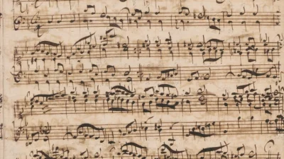 Рукопись «Сарабанды» из Сюиты № 5 И. С. Баха, около 1720 года.
