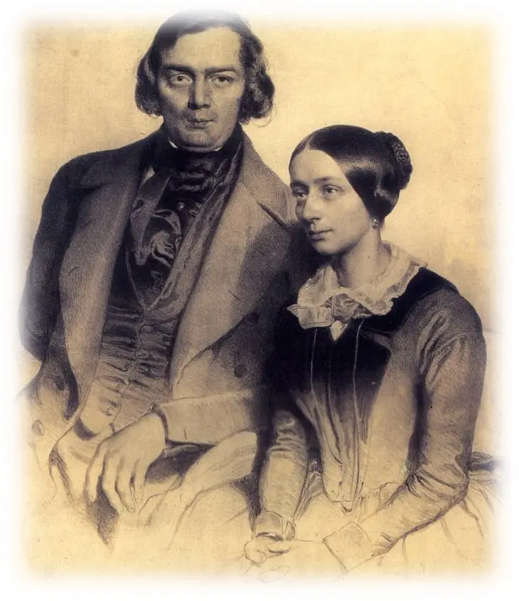 Роберт и Клара Шуман в 1847 году, литография.