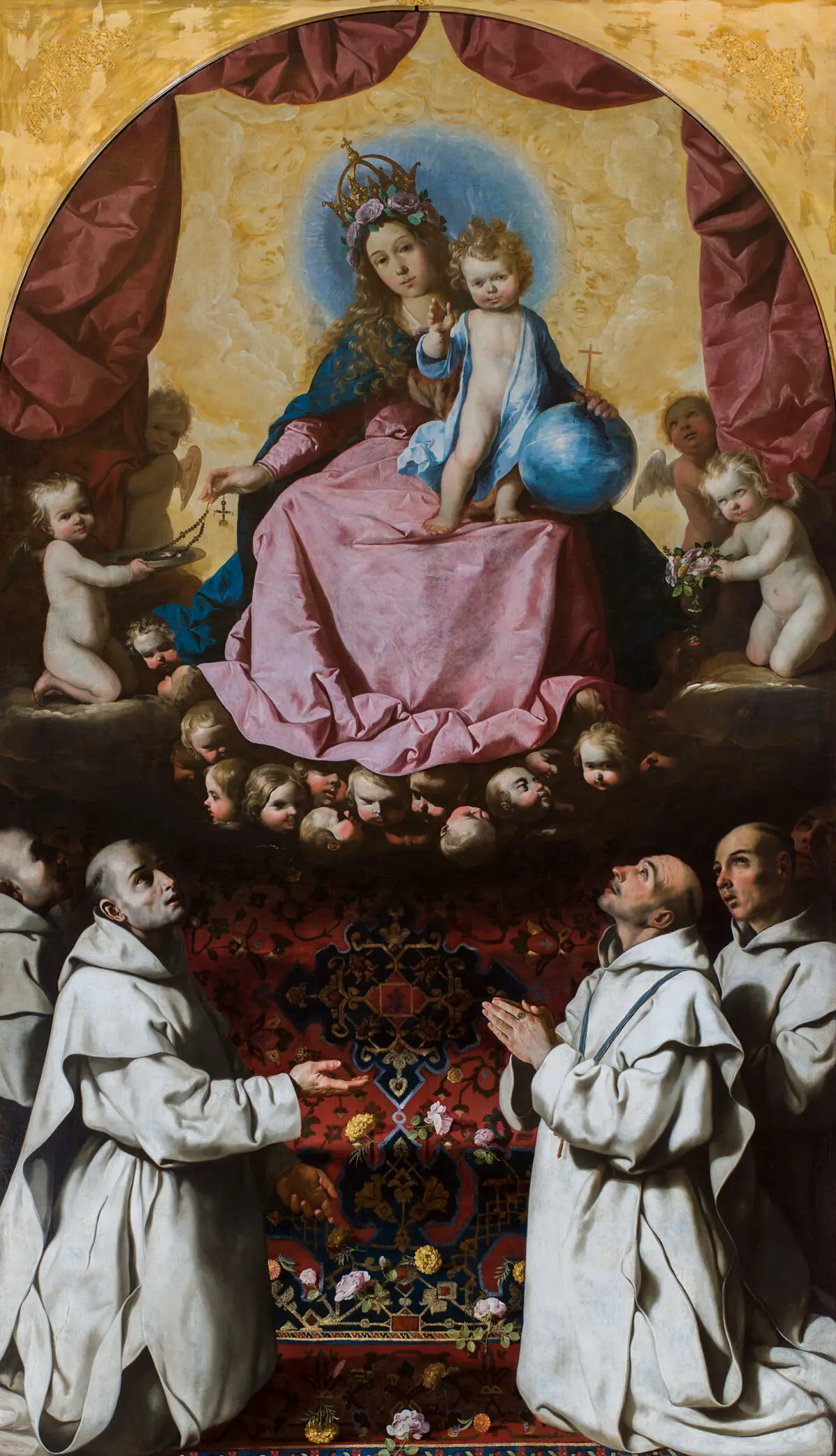 «Дева Мария Розария с картузианцами», 1638–1639 гг., Франсиско де Сурбаран. Холст, масло; 325,1 × 192,4 см. Частное собрание.