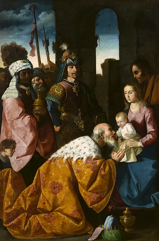 «Поклонение волхвов», 1638–1639 гг., Франсиско де Сурбаран. Холст, масло; 263,5 × 175 см. Музей Гренобля, Франция.