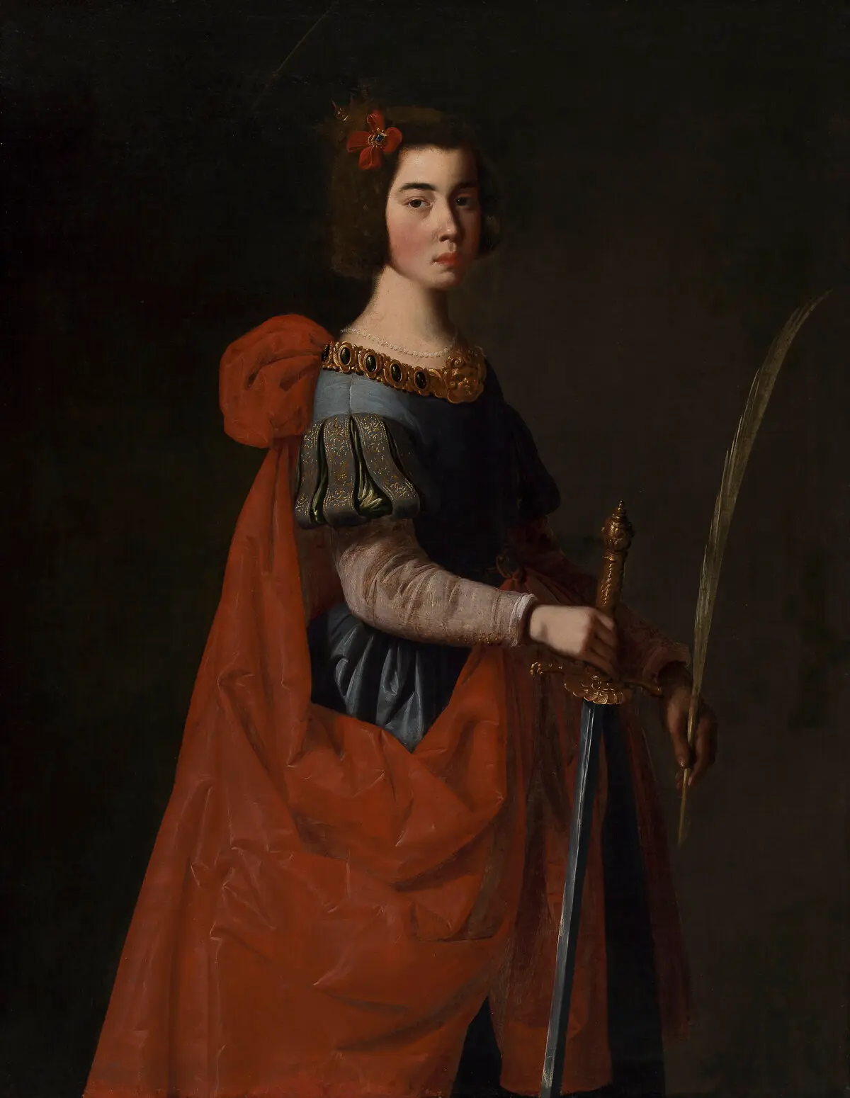 «Святая Екатерина Александрийская», ок. 1640 г., Франсиско де Сурбаран. Холст, масло; 125,1 × 100,6 см. Музей изящных искусств Бильбао, Испания. Передано в дар Советом провинции Бискайя в 1919 году.