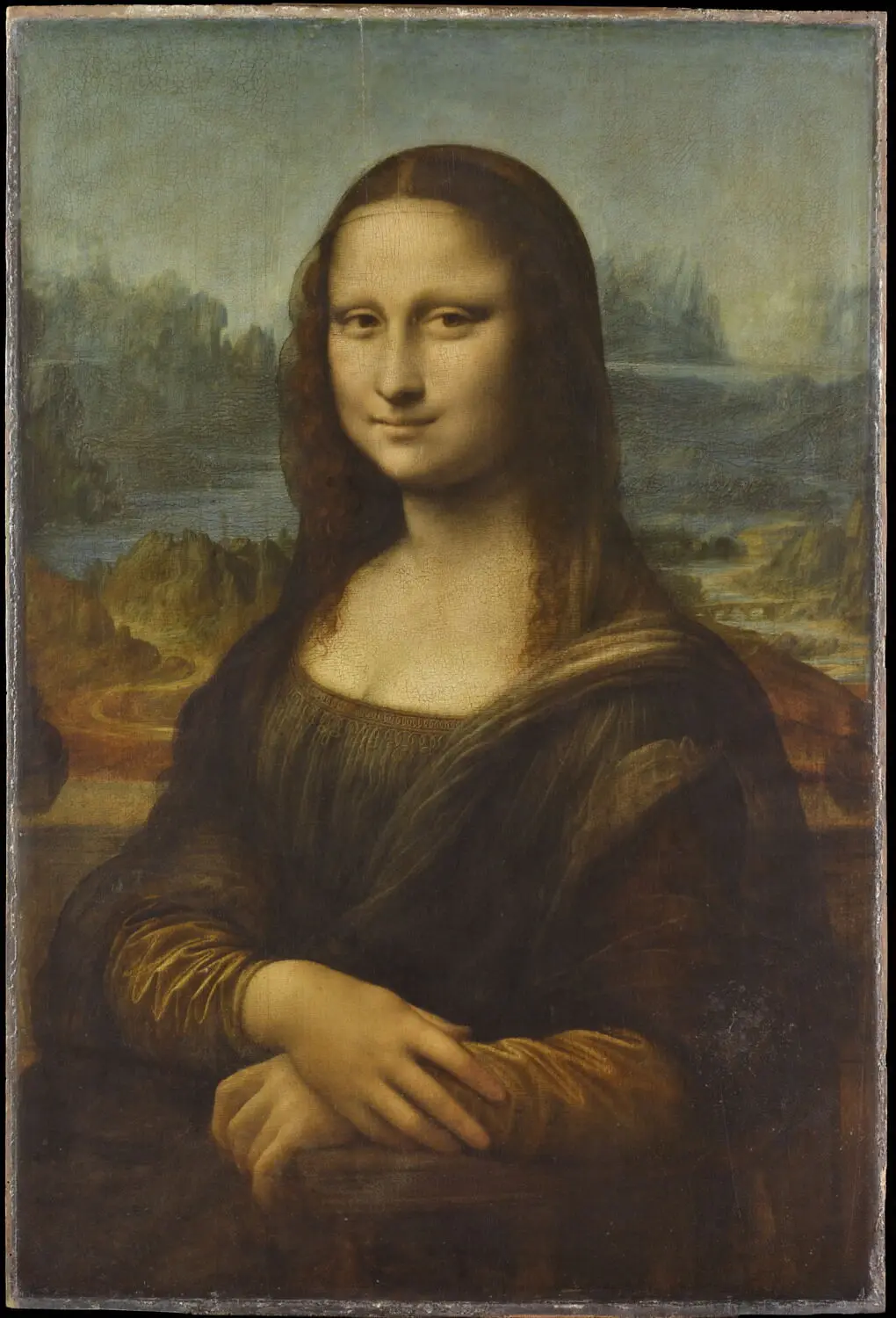 «Мона Лиза», 1503–1519, Леонардо да Винчи. Масло, тополь; 76,8 см на 53 см. Лувр, Париж.