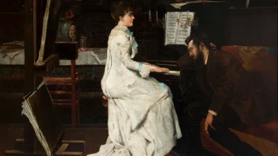 Фрагмент картины Станислава Ленца «За роялем», 1882-1886. Холст, масло. Национальный музей в Кракове, Польша.