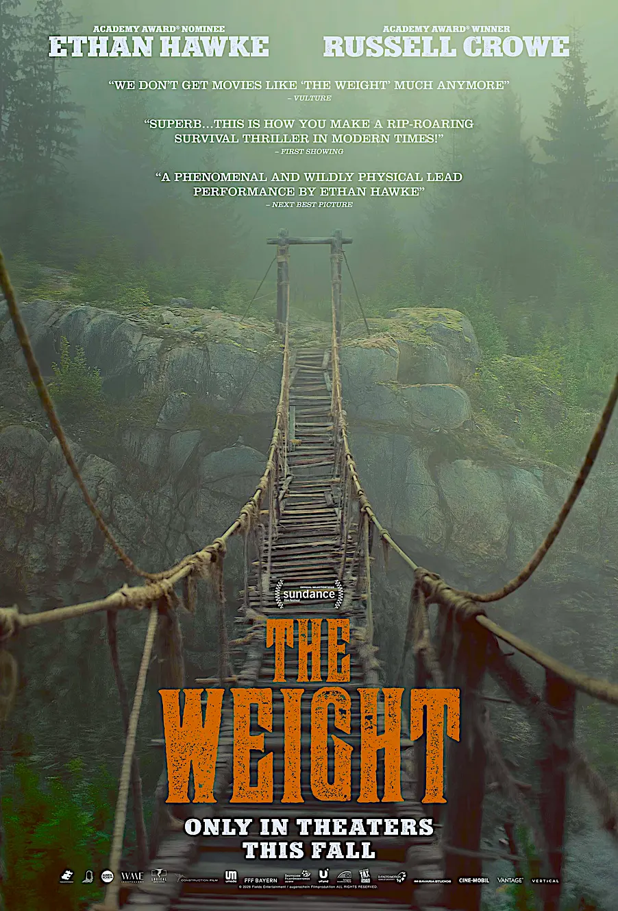 Старый мост в тумане на постере The Weight