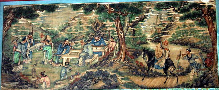 Картина «Семь мудрецов бамбуковой рощи» в Длинной галерее Летнего дворца в Пекине, Китай. Фото: en.wikipedia.org